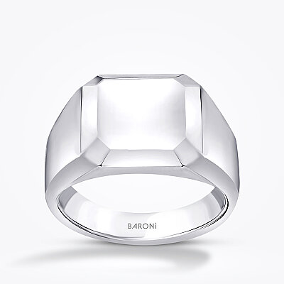 Altın Minimal Dikdörtgen Erkek Yüzük - Baroni Diamond