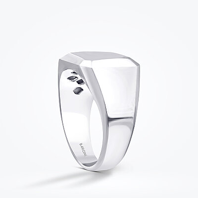 Altın Minimal Dikdörtgen Erkek Yüzük - Baroni Diamond (1)