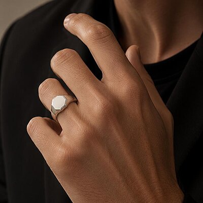 Altın Minimal Erkek Yüzük - Baroni Diamond (1)