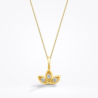 Altın Minimal Lotus Kolye - Baroni Diamond