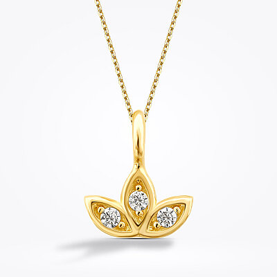 Altın Minimal Lotus Kolye - Baroni Diamond (1)