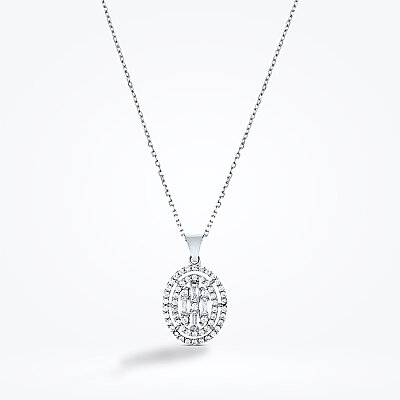 Altın Oval Baget Kolye - Baroni Diamond