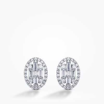 Altın Oval Baget Küpe - Baroni Diamond (1)