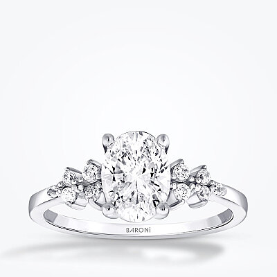 Altın Oval Taşlı Tektaş Yüzük - Baroni Diamond
