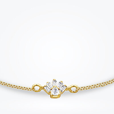 Altın Pati Taşlı Çift Zincir Bileklik - Baroni Diamond (1)