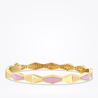 Altın Pembe Mineli Geometrik Kelepçe - Baroni Diamond