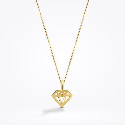 Altın Pırlanta Şekilli Kolye - Baroni Diamond