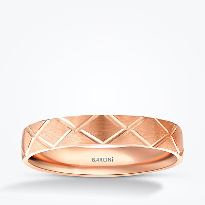 Altın Rose Desenli Alyans - Baroni Diamond