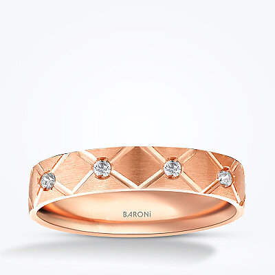 Altın Rose Taşlı Alyans - Baroni Diamond