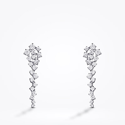 Altın Sarkıntılı Zikzak Küpe - Baroni Diamond (1)