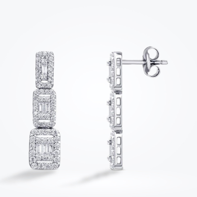 Altın Sıralı Baget Küpe - Baroni Diamond
