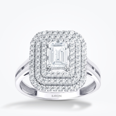 Altın Sıralı Baget Yüzük - Baroni Diamond