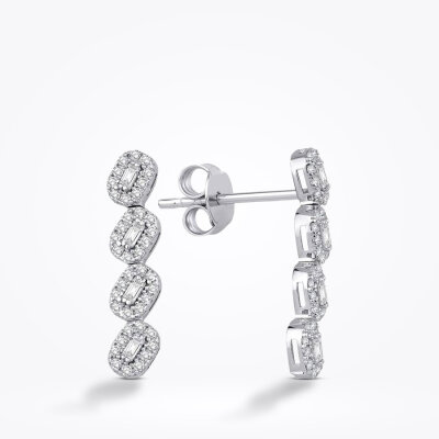 Altın Baget Trend Küpe - Baroni Diamond