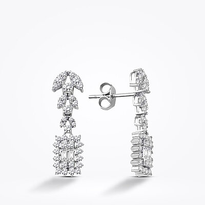Altın Baget Trend Küpe - Baroni Diamond