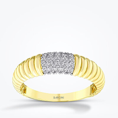 Altın Beyaz Taşlı Yüzük - Baroni Diamond