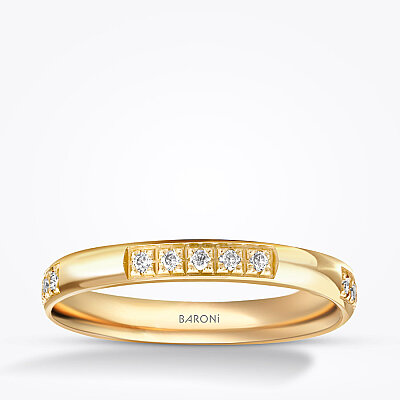 Altın Taşlı Alyans - Baroni Diamond