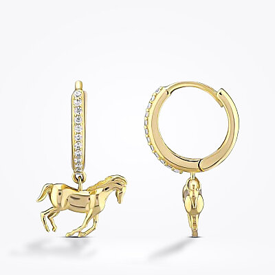 Altın Taşlı At Küpe - Baroni Diamond