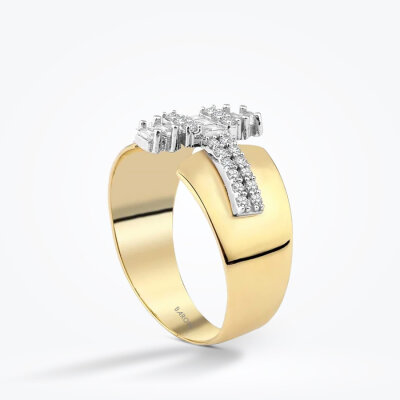 Altın Taşlı Baget Yüzük - Baroni Diamond (1)