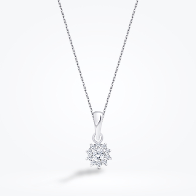 Altın Taşlı Çiçek Kolye - Baroni Diamond