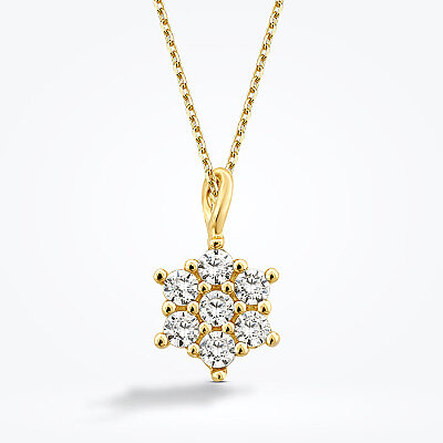 Altın Taşlı Çiçek Kolye - Baroni Diamond (1)