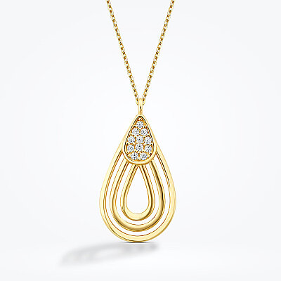 Altın Taşlı Damla Kolye - Baroni Diamond (1)