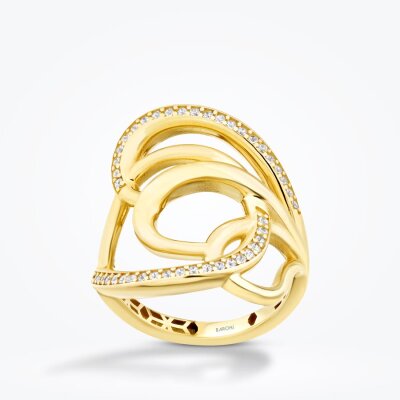 Altın Taşlı Geometrik Trend Yüzük - Baroni Diamond
