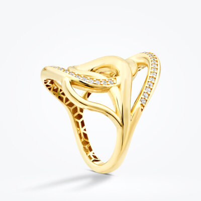 Altın Taşlı Geometrik Trend Yüzük - Baroni Diamond (1)