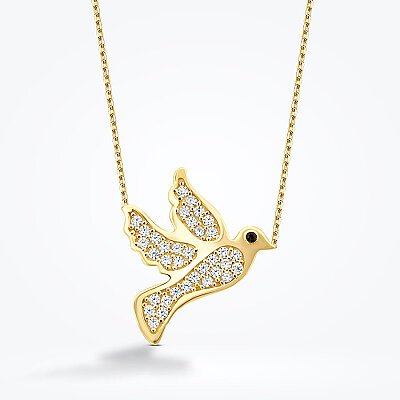 Altın Taşlı Güvercin Kolye - Baroni Diamond (1)