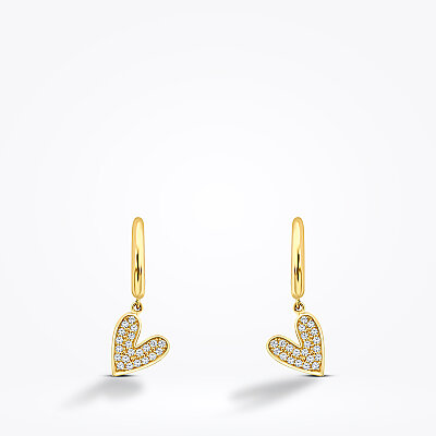 Altın Taşlı Kalp Trend Küpe - Baroni Diamond (1)