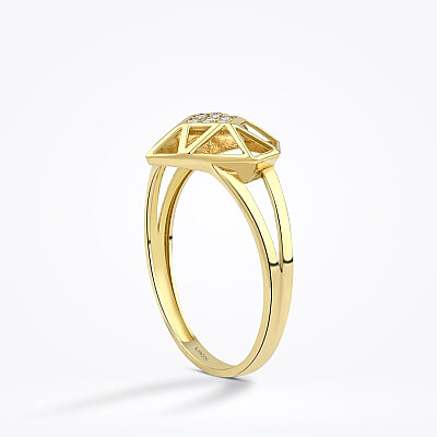 Altın Taşlı Kalp Yüzük - Baroni Diamond (1)