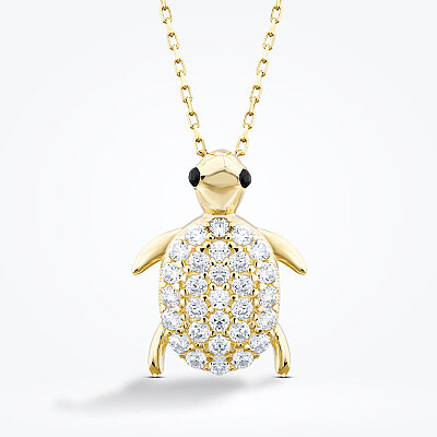 Altın Taşlı Kaplumbağa Kolye - Baroni Diamond (1)
