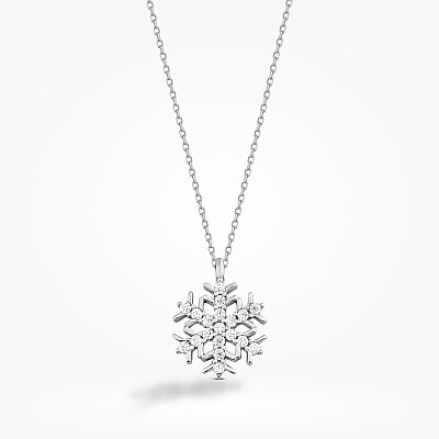 Altın Taşlı Kar Tanesi Kolye - Baroni Diamond