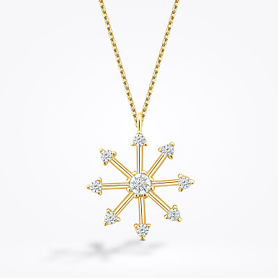 Altın Taşlı Kar Tanesi Kolye - Baroni Diamond (1)
