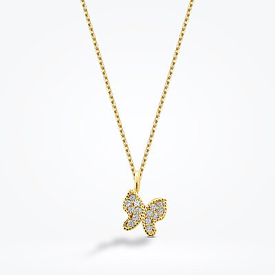 Altın Taşlı Kelebek Kolye - Baroni Diamond