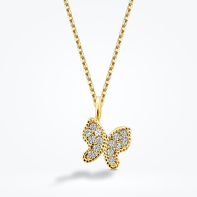 Altın Taşlı Kelebek Kolye - Baroni Diamond (1)