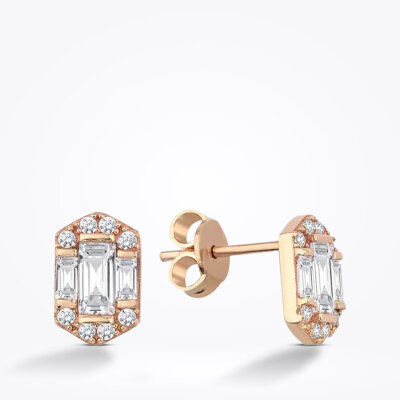 Altın Taşlı Küpe - Baroni Diamond