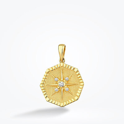 Altın Taşlı Kuzey Yıldızı Kolye Ucu - Baroni Diamond