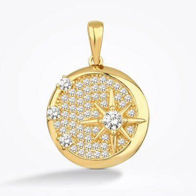 Altın Taşlı Kuzey Yıldızlı Kolye Ucu - Baroni Diamond