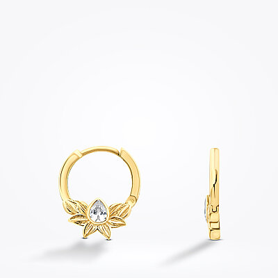 Altın Taşlı Lotus Halka Küpe - Baroni Diamond (1)