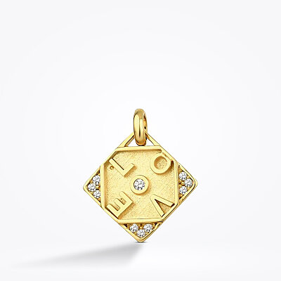 Altın Taşlı Love Kolye Ucu - Baroni Diamond