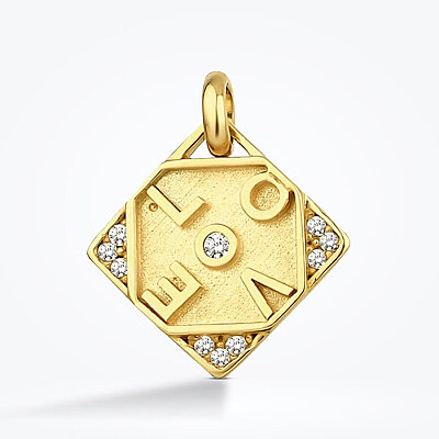 Altın Taşlı Love Kolye Ucu - Baroni Diamond (1)