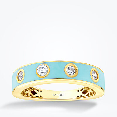 Altın Taşlı Mavi Trend Yüzük - Baroni Diamond