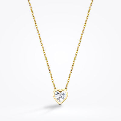 Altın Taşlı Minimal Kalp Kolye - Baroni Diamond