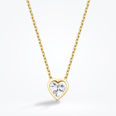 Altın Taşlı Minimal Kalp Kolye - Baroni Diamond (1)