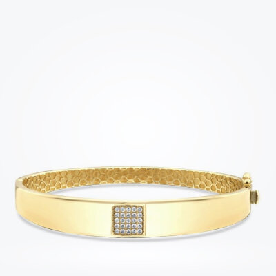 Altın Taşlı Modern Kelepçe - Baroni Diamond