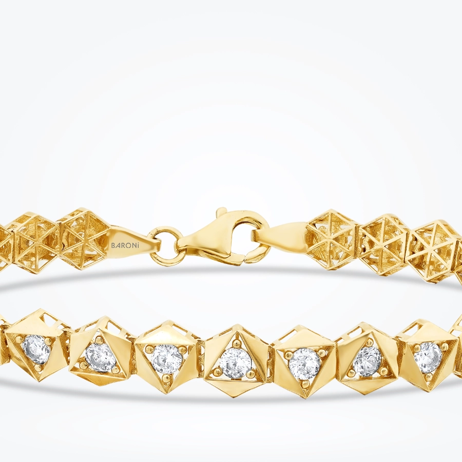 Altın Taşlı Piramit Bileklik - Baroni Diamond (1)