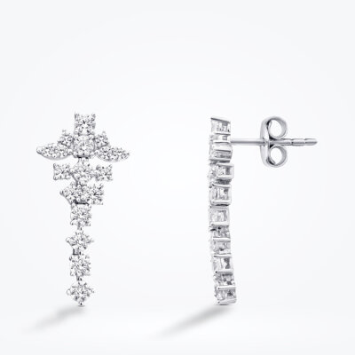Altın Taşlı Trend Küpe - Baroni Diamond