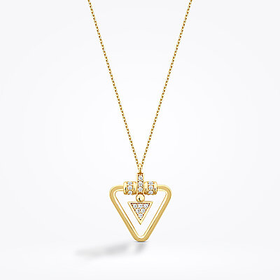 Altın Taşlı Üçgen Trend Kolye - Baroni Diamond
