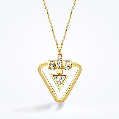Altın Taşlı Üçgen Trend Kolye - Baroni Diamond (1)