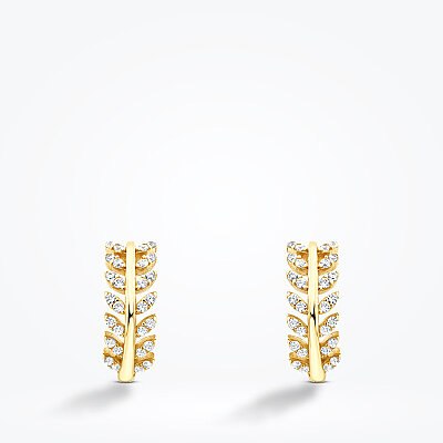 Altın Taşlı Yaprak Trend Küpe - Baroni Diamond (1)